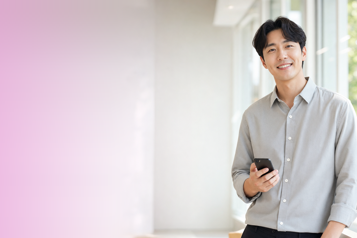 다음머니 카드깡 현금 휴대폰을 들고 금액을 생각하는 고객